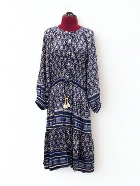 Bell By Alicia Bell Dress, Large, Blue/White